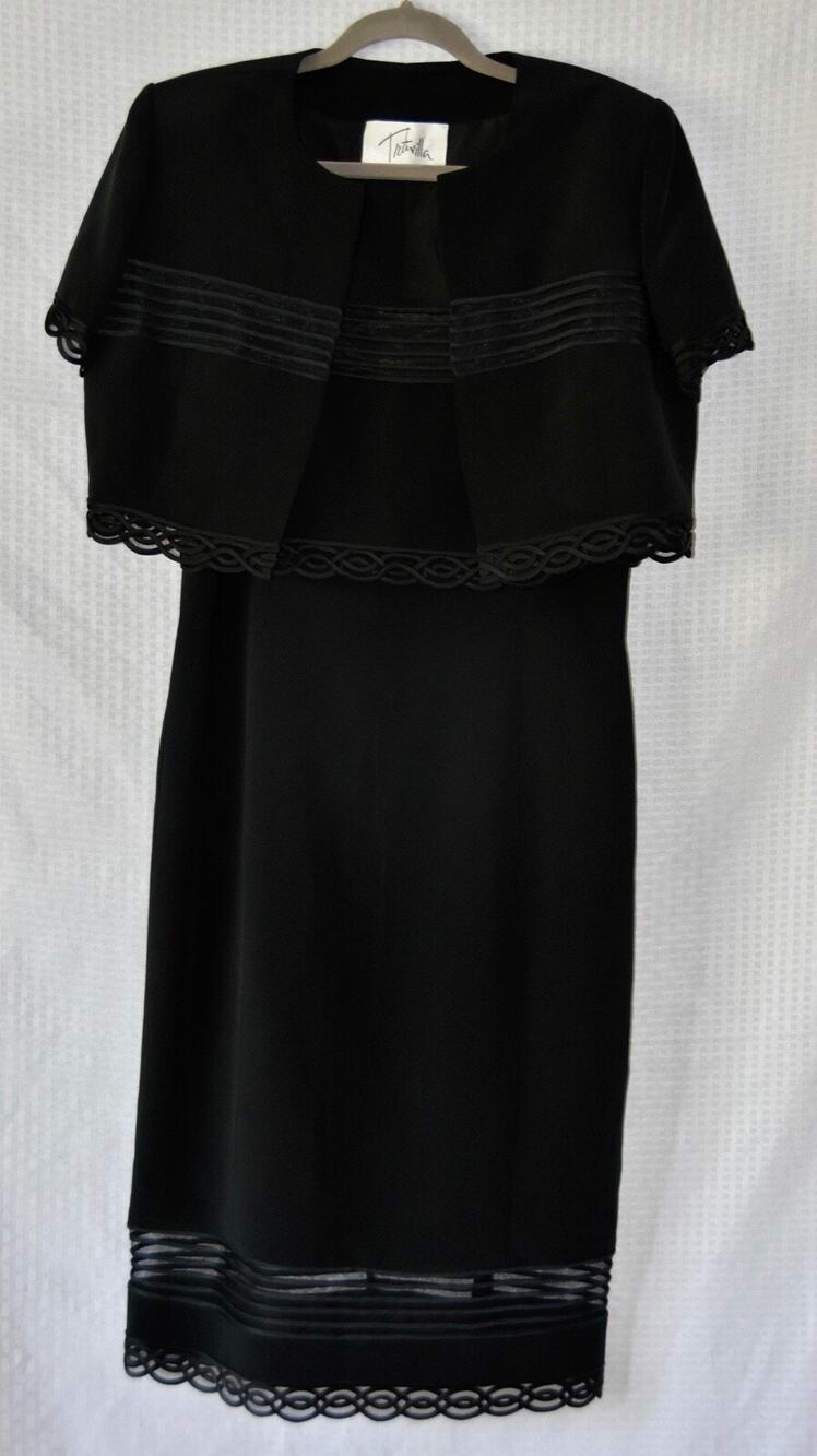 WILLIAM TRAVILLA Haute Couture Black Cocktail Dress With Jacket Size 12